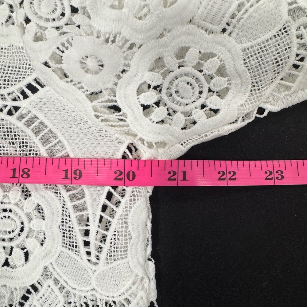 Umgee Cream Crochet Lace Short Sleeve Boho Blouse - Picture 8 of 9